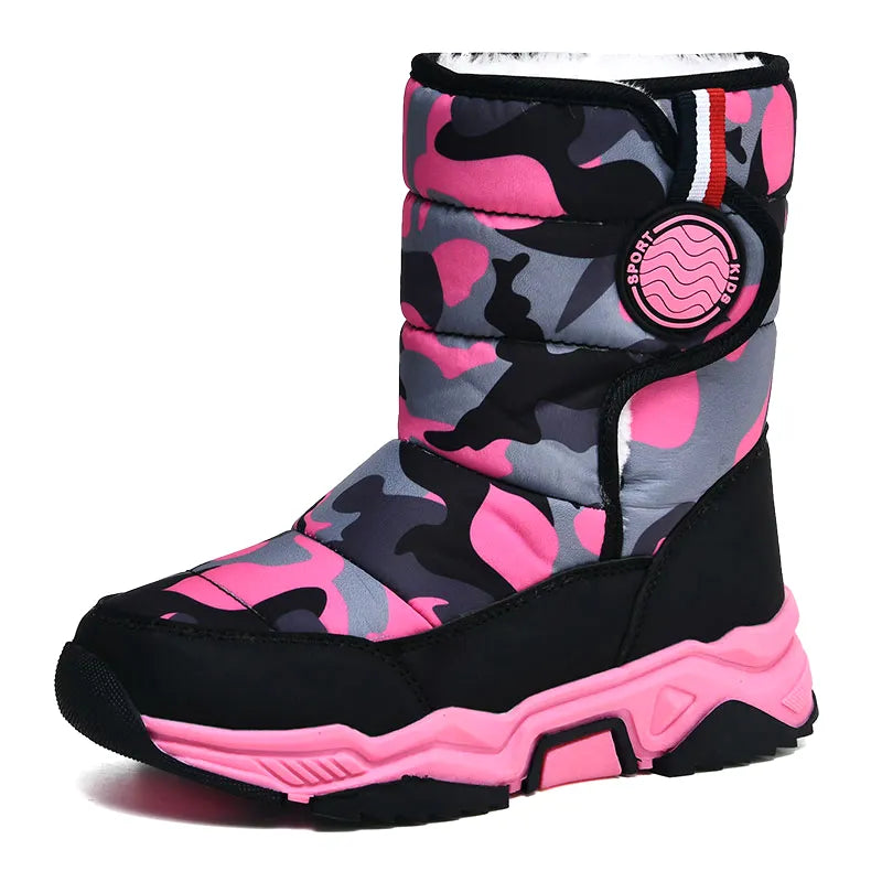 Kids Girls Boys Plush Waterproof Warm Snow Boots childrensterritory