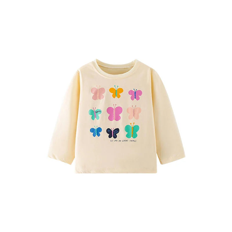 Full-Sleeve Animal Print Cotton T-Shirts For Girls childrensterritory