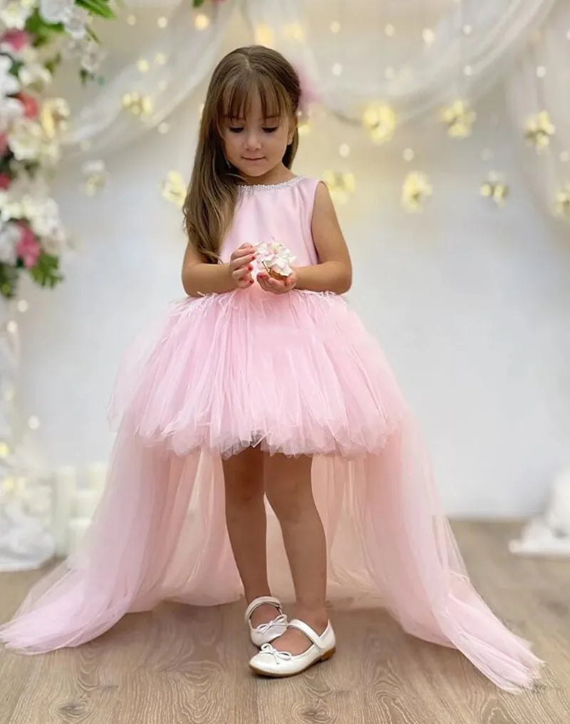 Elegant Tiered Tulle Backless Kids Girls Party Prom Dress childrensterritory