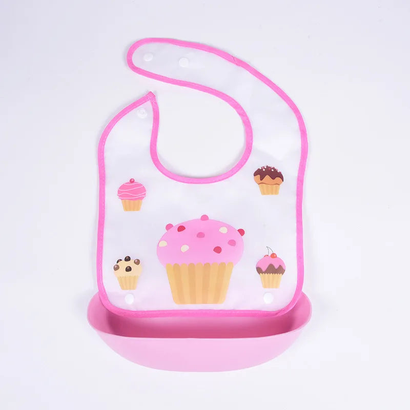 Soft Waterproof Cartoon Printed Adjustable Baby Bibs