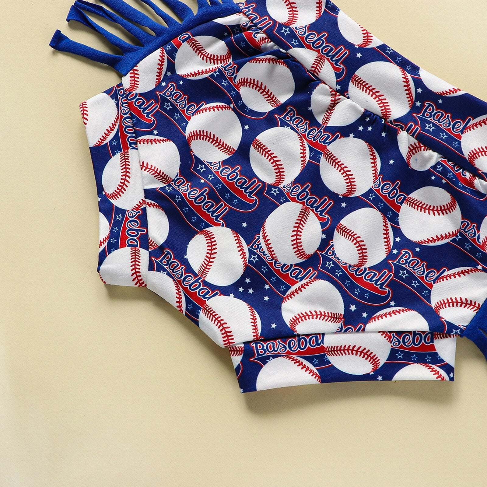 Baby Girl Letter & Baseball Print Top and Tassel Shorts Set childrensterritory