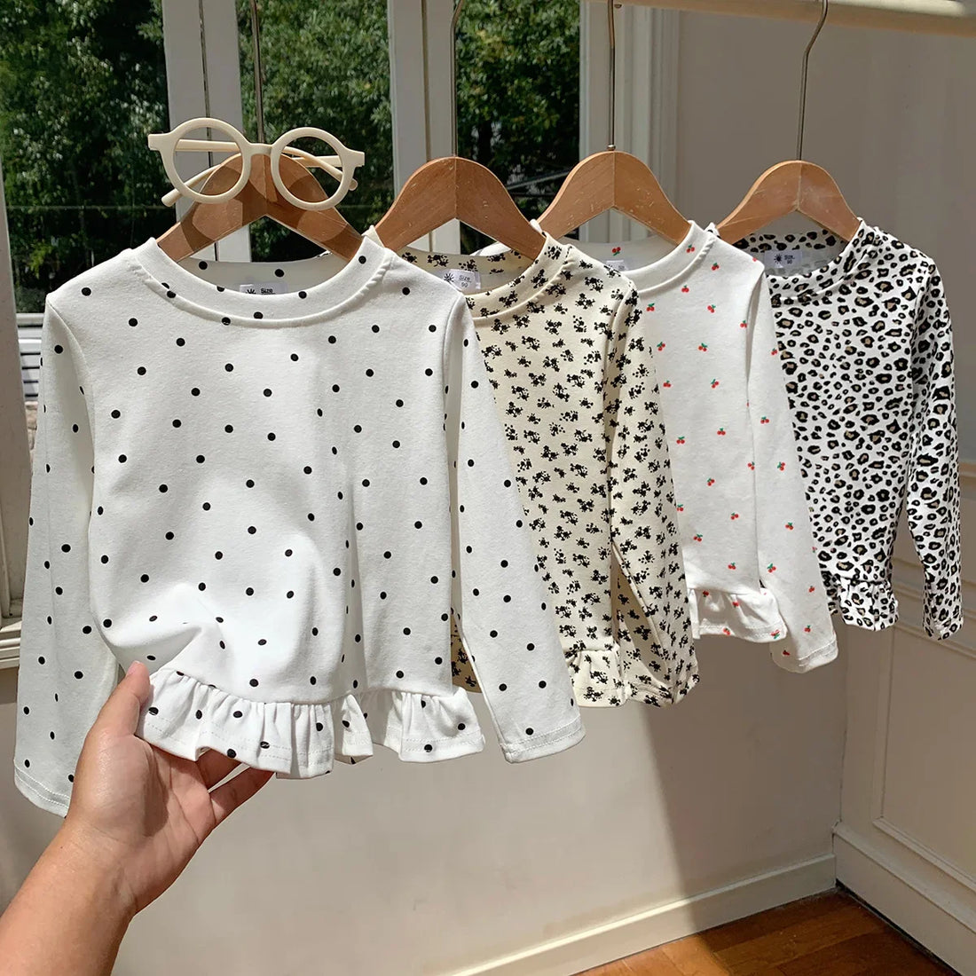 Little Girls Stylish Print Tops with Pant Outfit Set for Autumn