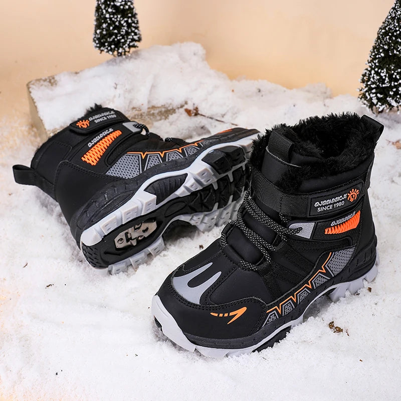Anti-slip Kids Boys Ankle Boots with Motorcycle Hook and Loop