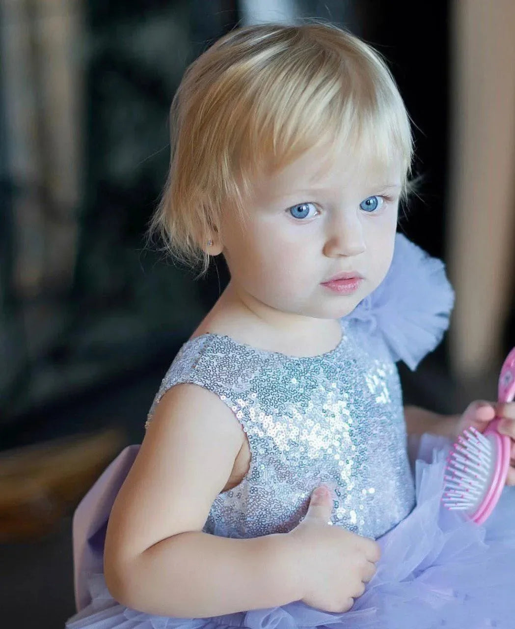 Gorgeous Bow Sequin-Tiered Tulle Birthday Dresses for Little Girls