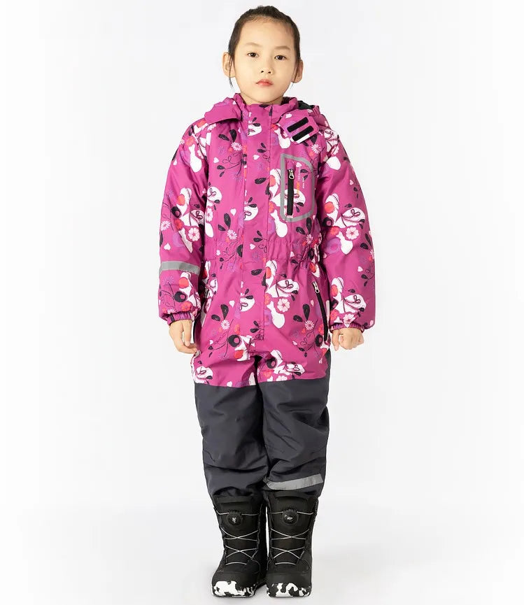 Plus Velvet Windproof Kids One-piece Thickening Ski Suit childrensterritory