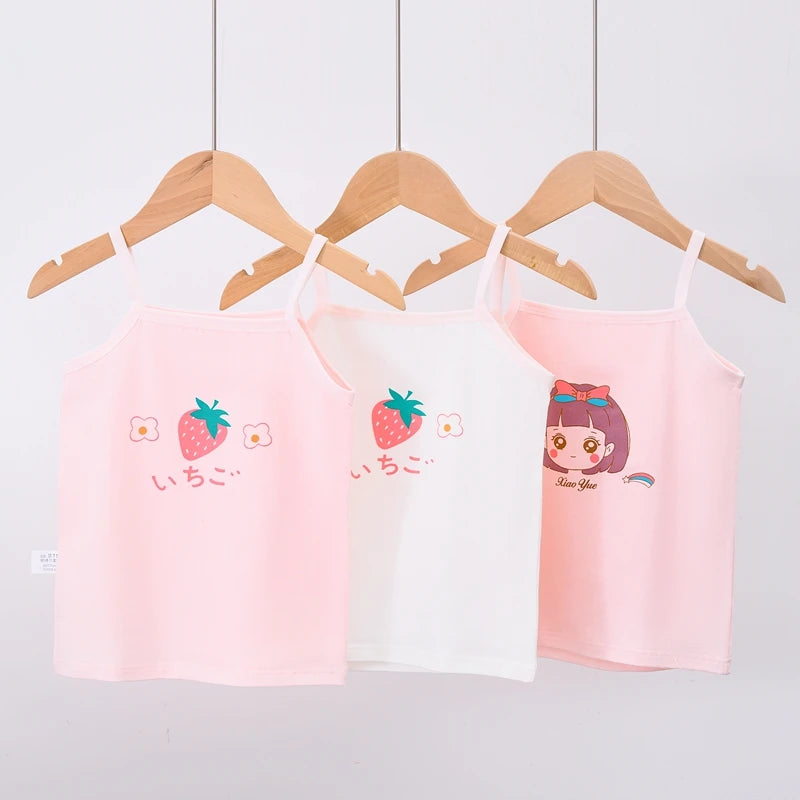 3Pc/Lot Little Girls Cartoon Design Cotton Tops