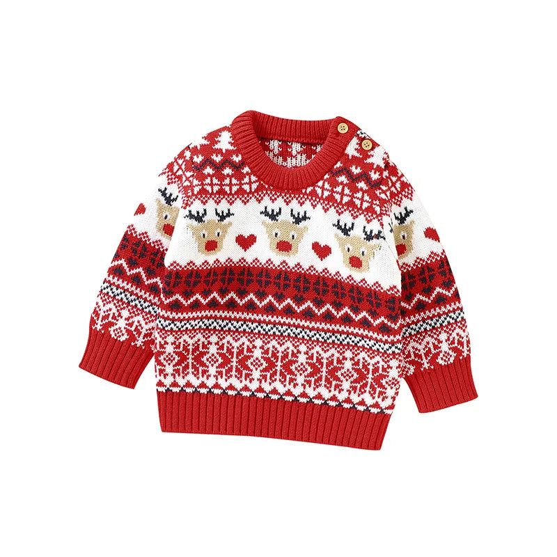 Reindeer Design Knitted Baby Christmas Pullover childrensterritory
