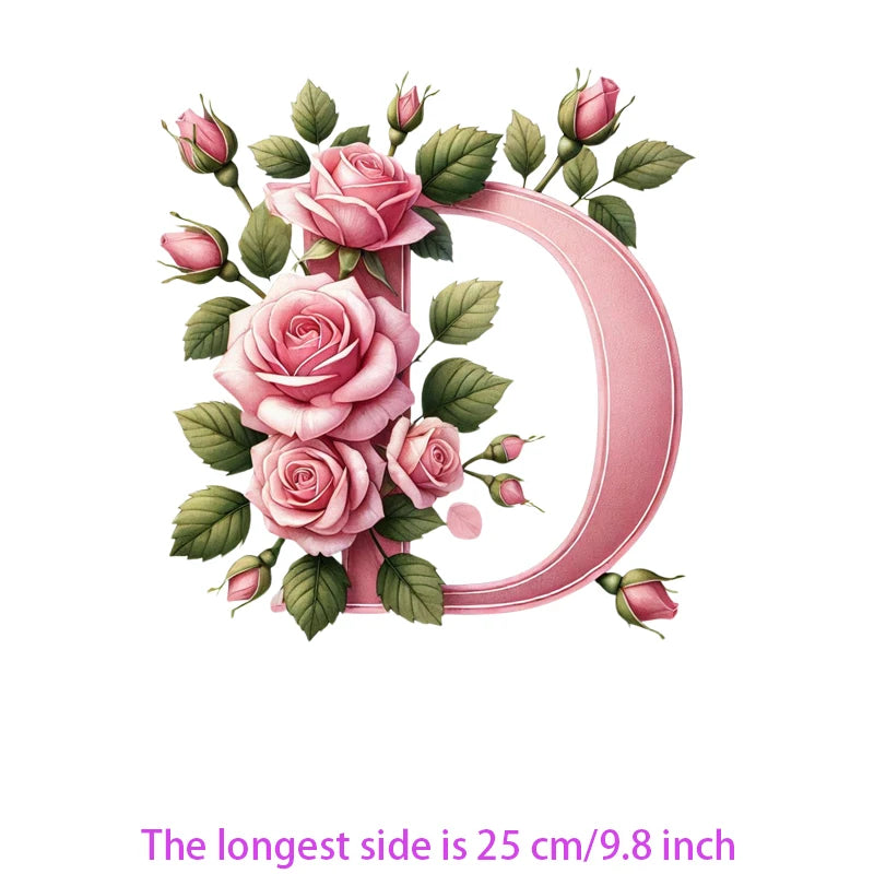 Flower Letter Ironing Transfers Decals For Clothing Diy Appliques