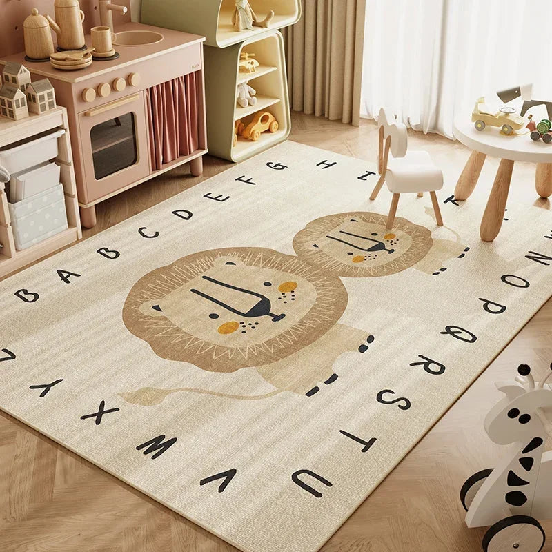Cartoon Print Stain Resistant Anti Slip Kids Room Carpet childrensterritory