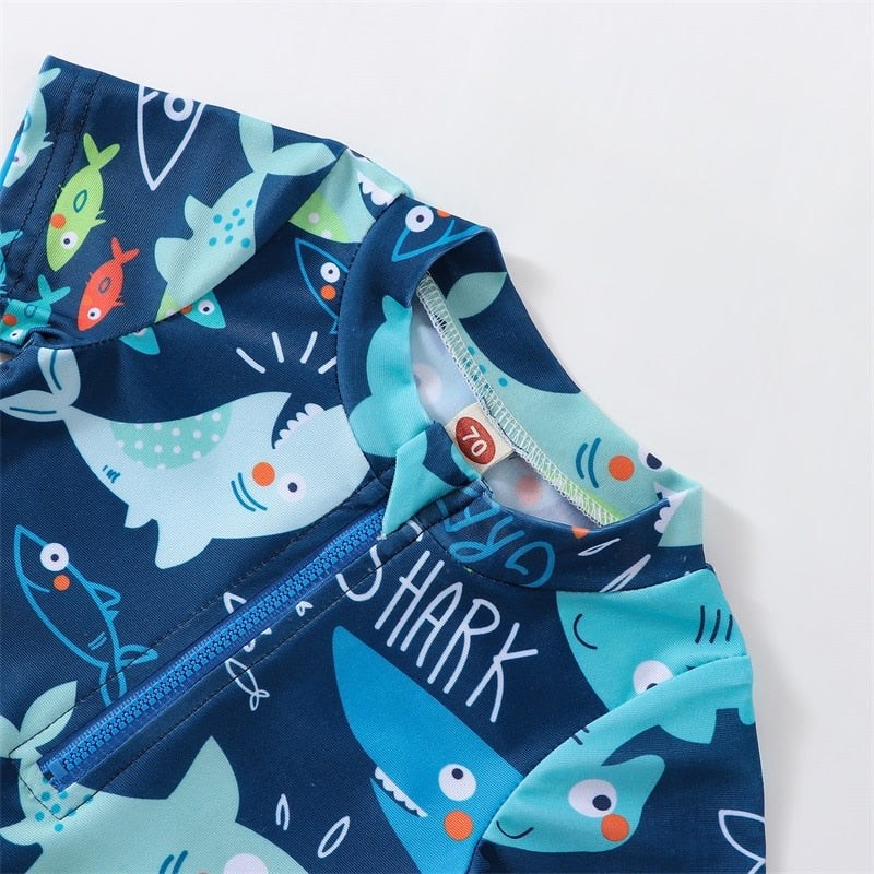 Shark Printed Short Sleeve Baby Boy Casual Swimwear childrensterritory