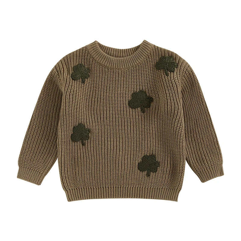 Toddler Clover Embroidery Adorable Pullover Tops childrensterritory