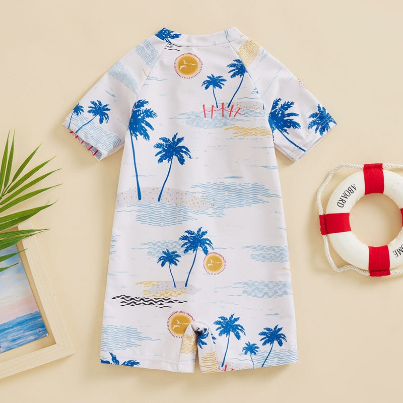 Baby/Kids Tree Print Short Sleeve Rashguard Swimsuit childrensterritory