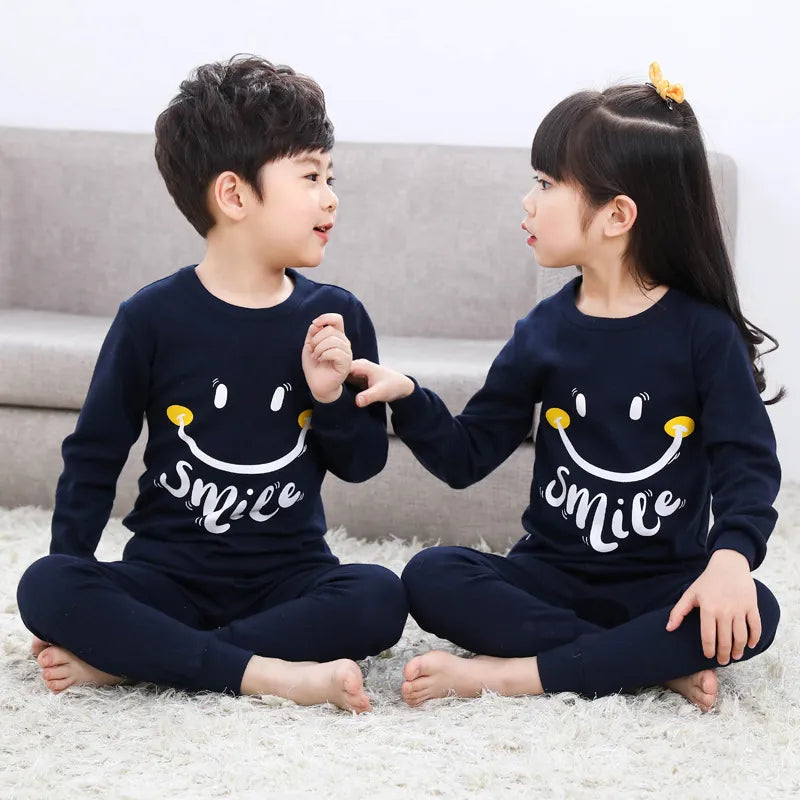 Long Sleeve Cartoon Design Kids Winter Warm Pajamas Sets childrensterritory