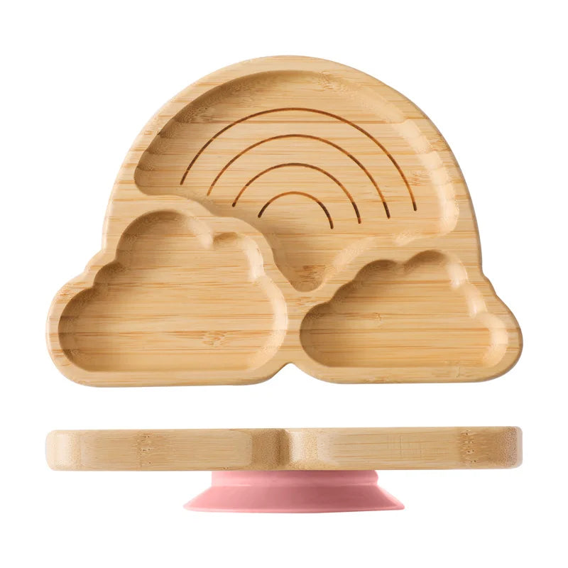 Baby Wooden Tableware Set with Silicone Suction Handle childrensterritory