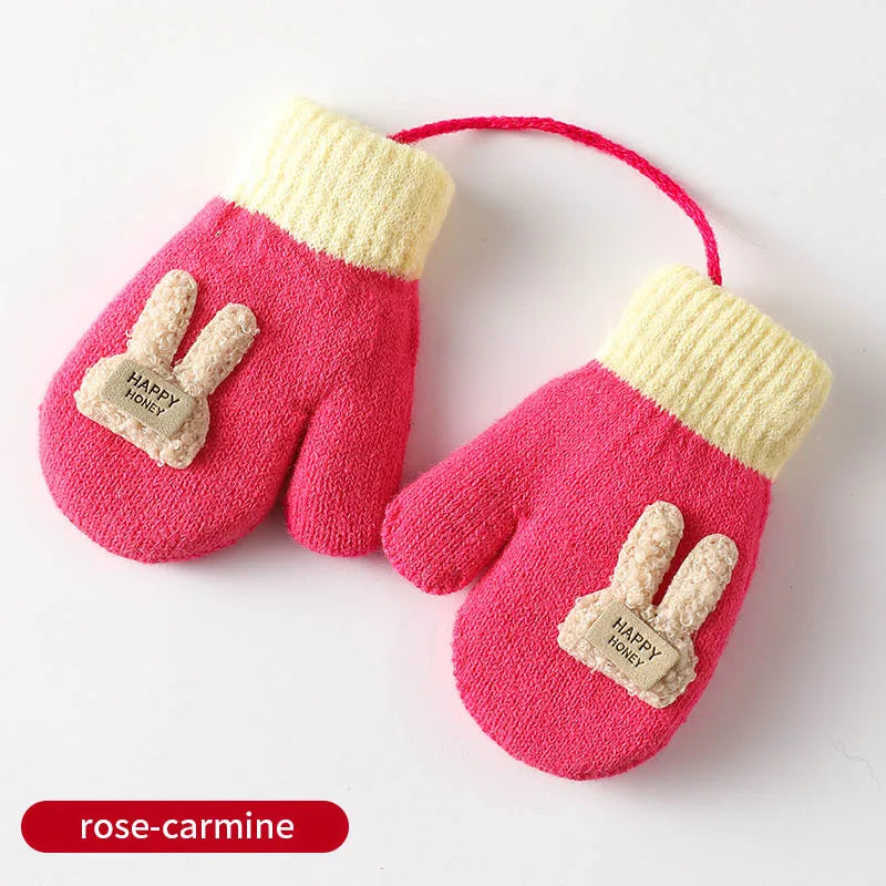 Cartoon Design Knitted Warm Gloves for Baby/Kids