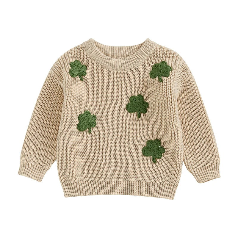 Toddler Clover Embroidery Adorable Pullover Tops childrensterritory