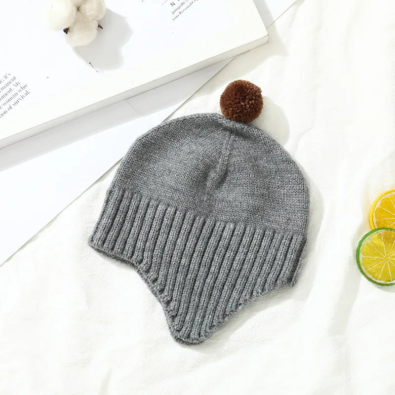 Cartoon Bear Ear Protection Knitted Hat for Toddler Boys Girls childrensterritory