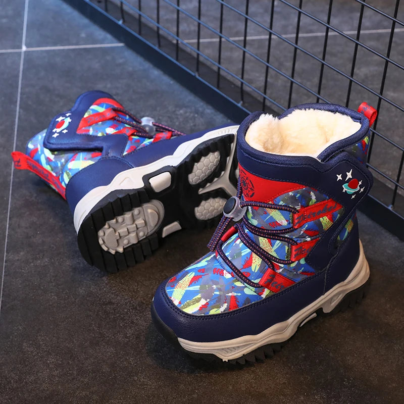 Kids High Top Plush Waterproof Warm Snow Boots childrensterritory