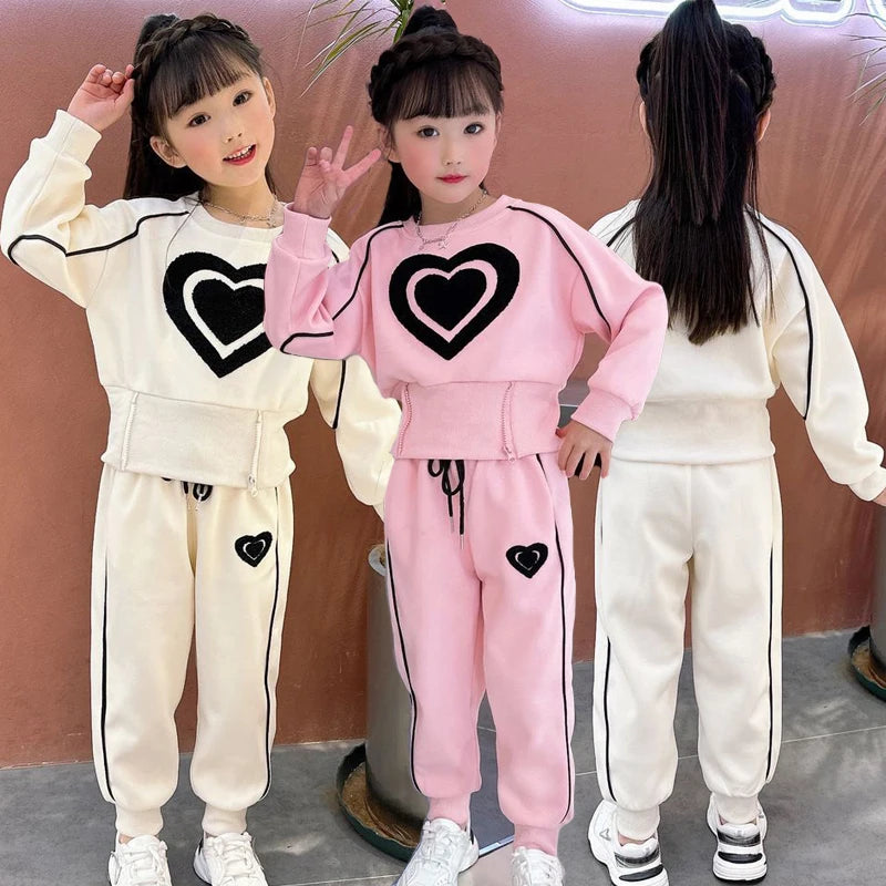 Girls Heart Design Long Sleeves Autumn Clothing Set childrensterritory