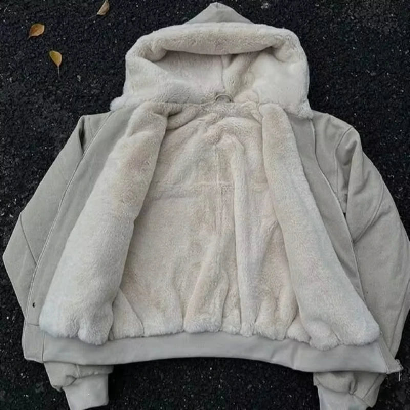 Two Layer Thick Warm Fur Winter Hoodie for Teen Boys