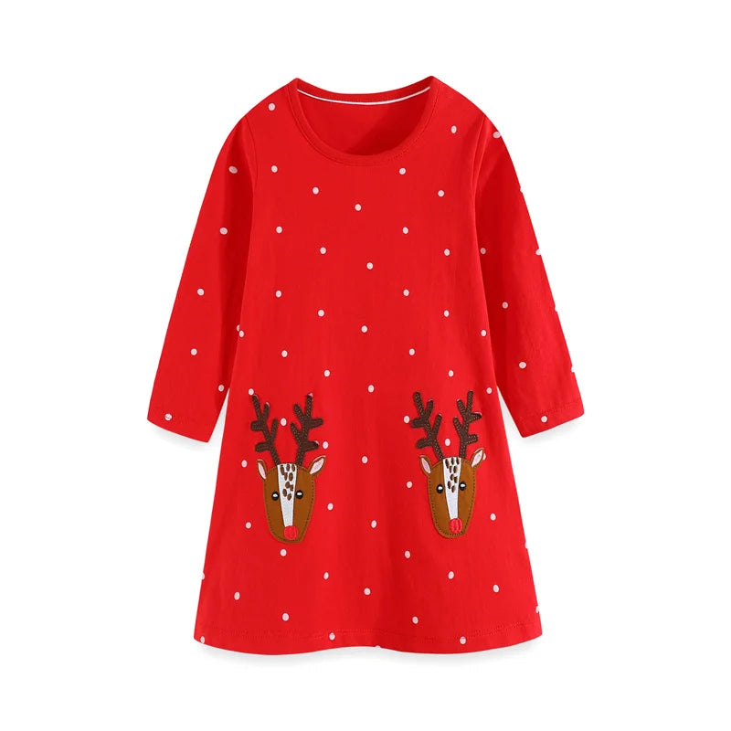 Kids Girls Cats Embroidery Birthday Frocks