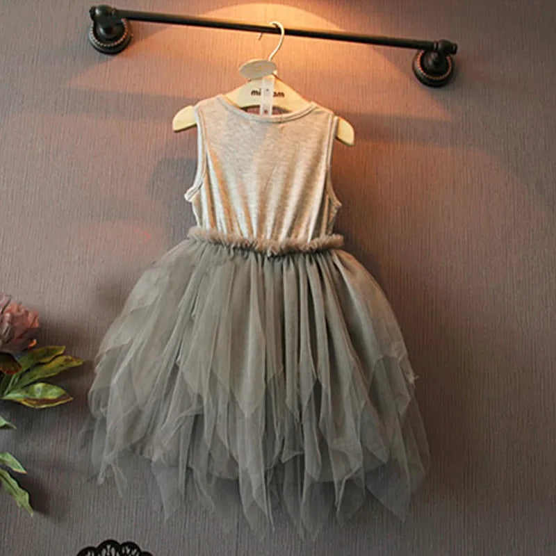 Little Girls Stylish Tulle Yarn Skirt Dress for Summer Parties childrensterritory