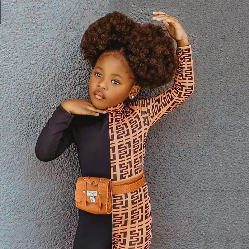 Kids Girls Patchwork Long Sleeve Romper/Jumpsuit