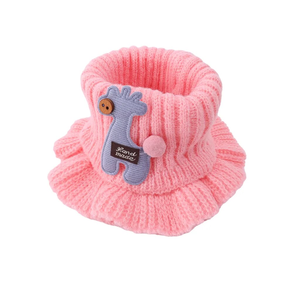 Kids Warm Thick Cartoon Giraffe Knit Scarfs Neck Sets childrensterritory