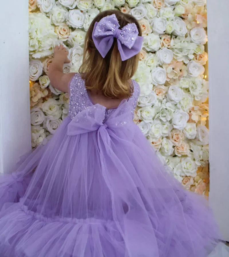 Lavender Layered Tulle Sequin Baby/Kid Girl Birthday Dress childrensterritory