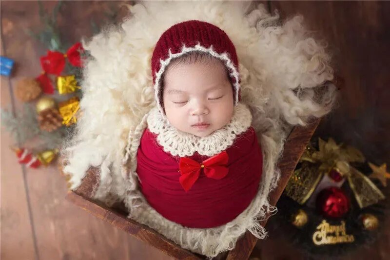 Newborn Christmas Hat and Blanket Wraps Photo Props childrensterritory