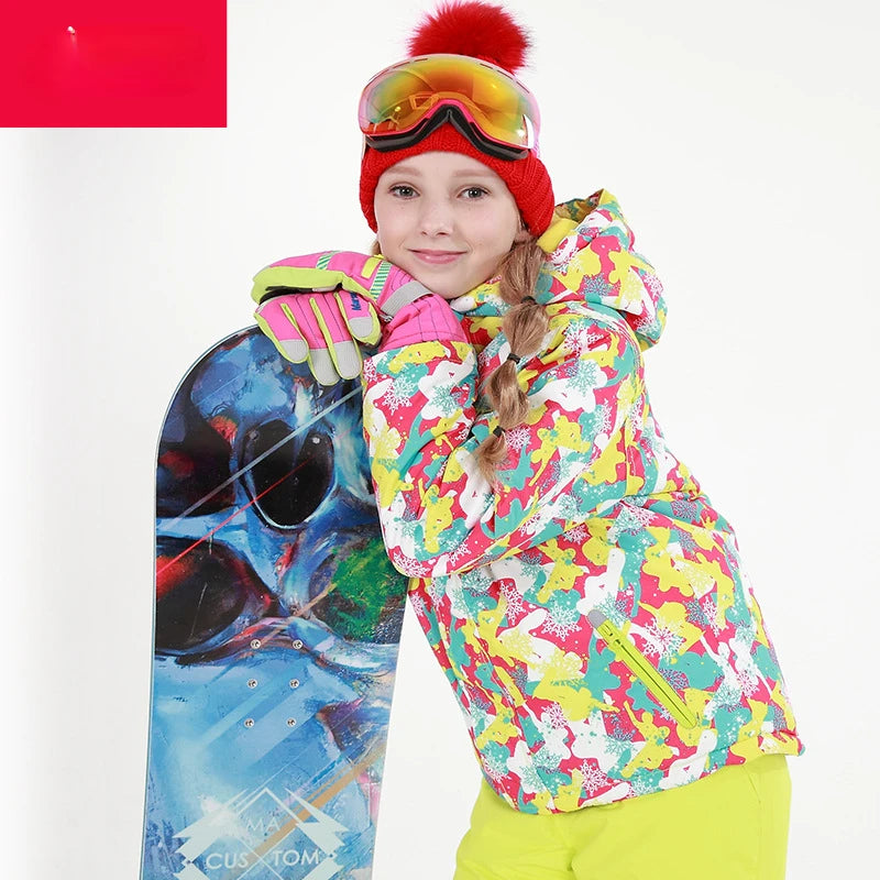 Kids Ski Wear Printed Windproof And Waterproof Clothing Set childrensterritory
