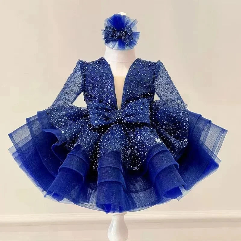 Shining V-Neck Baby/Kids Girls Communion Dresses