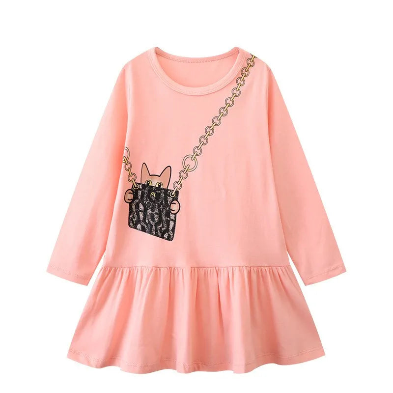 Kids Girls Long Sleeves Printed Princess Dresses childrensterritory
