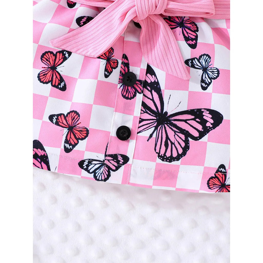 Baby Girl Off Shoulder Top and Cute Butterfly Skirt Outfit childrensterritory