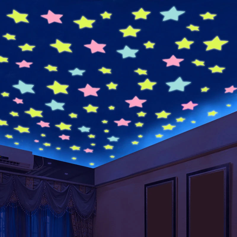 3D Stars Luminous Fluorescent Wall Stickers childrensterritory