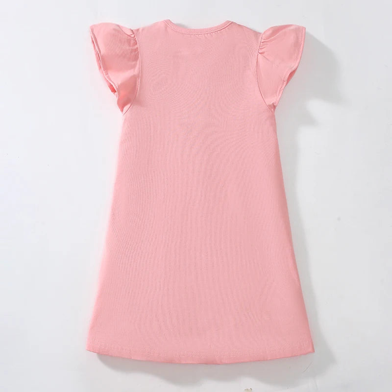 Kids Girls Cartoon Embroidered Summer Cotton Dress childrensterritory