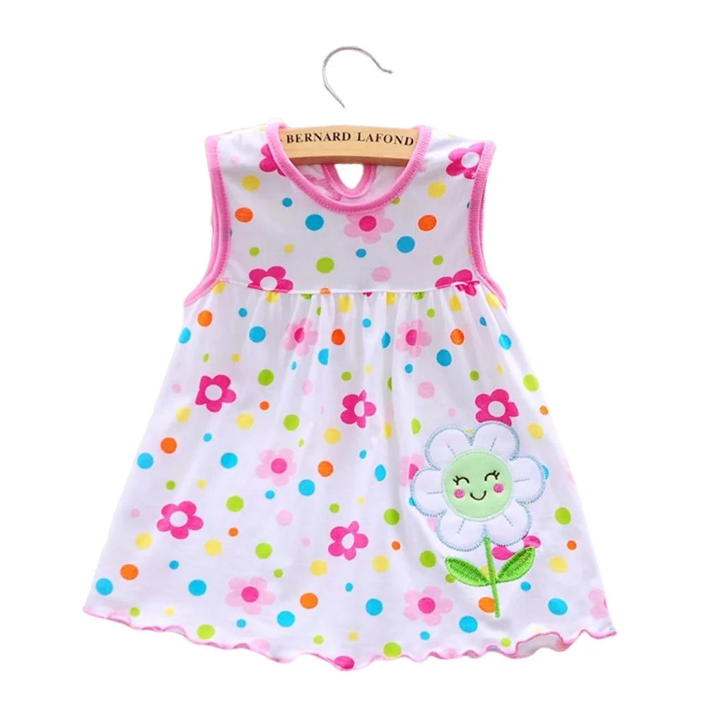 Baby Girl Soft Cotton Printed Summer Romper Dresses