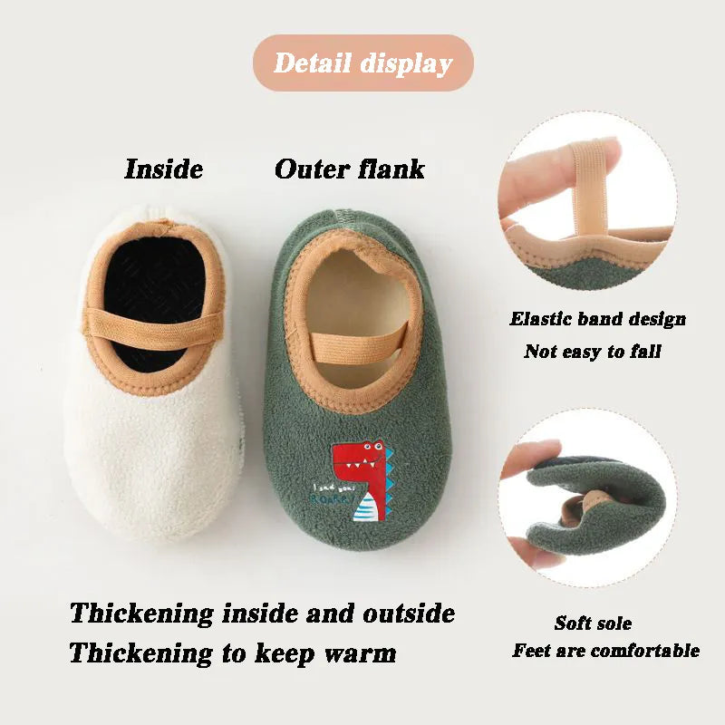 Cartoon Design Floor Shoes with Rubber Sole for Baby childrensterritory