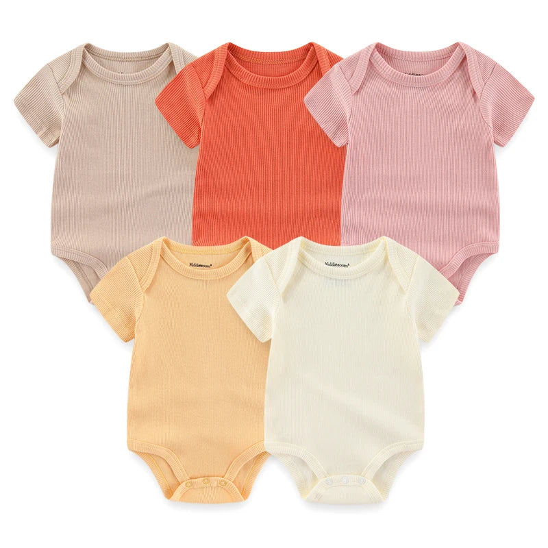 Cartoon Print Sleeveless 5Pieces Newborn Cotton Bodysuits childrensterritory