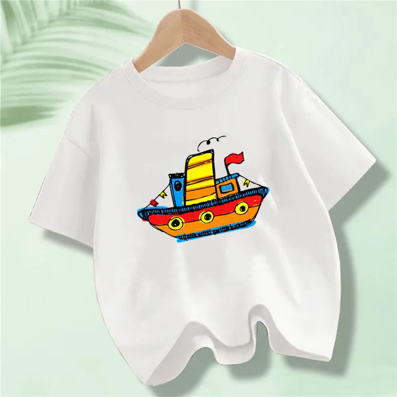 Short Sleeve Graphic Cotton Tees for Kids Boys Girls childrensterritory