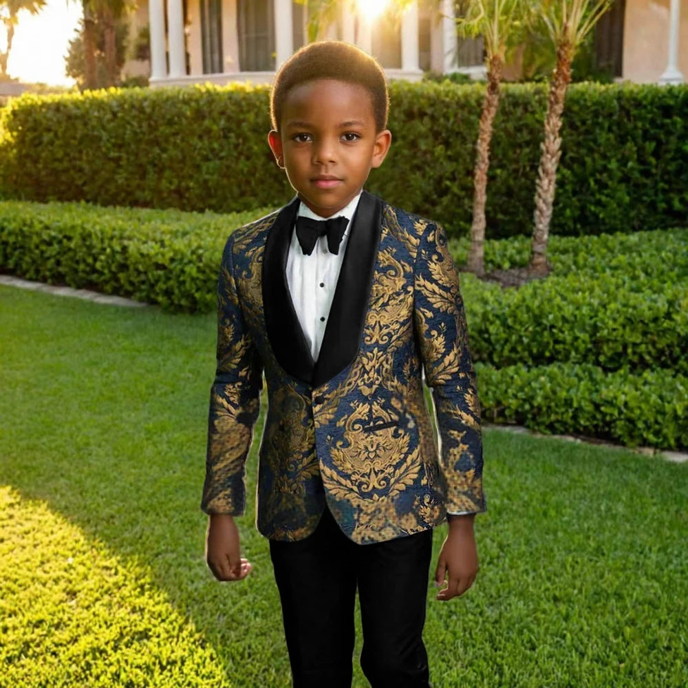 Boys Printed 2 Piece Blazer Pants Set For Party childrensterritory