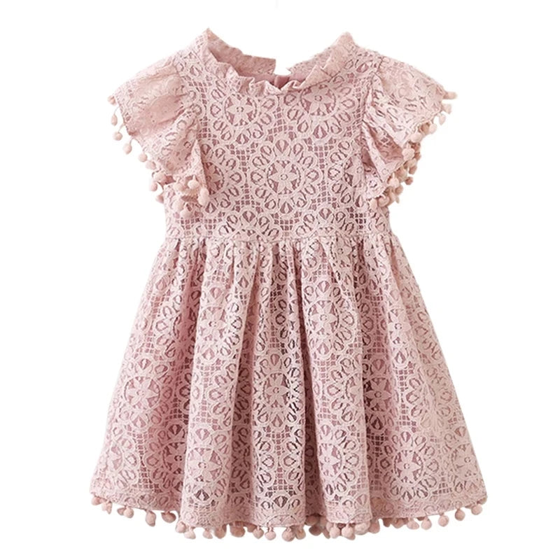 Kids Girls Flower Lace Design Summer Party Dresses childrensterritory