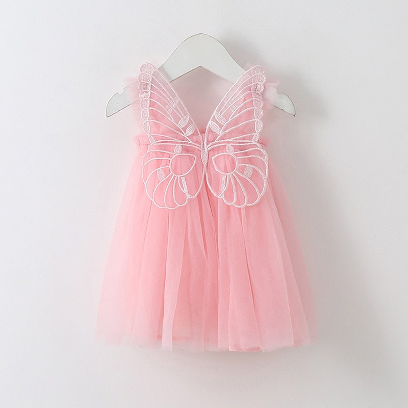 Baby Girl Sleeveless Tulle Birthday Party Dresses with Butterfly Wings childrensterritory