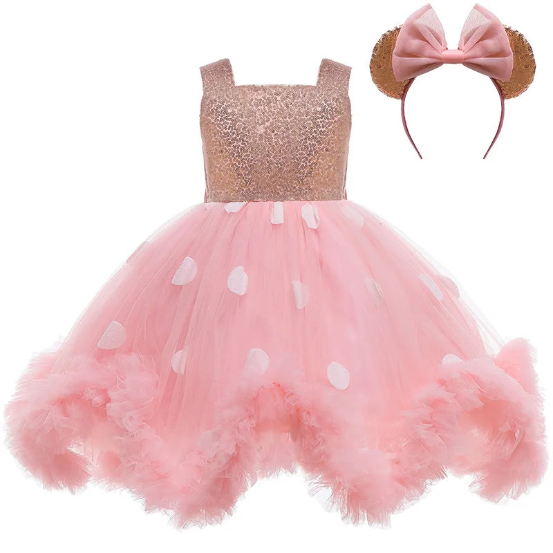 Polka-Dot Design Little Girls Birthday Party Dresses childrensterritory