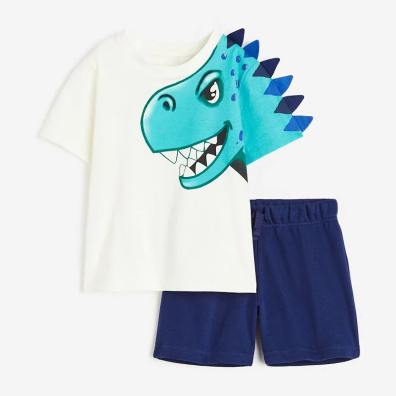 Kids Boys Short Sleeve Cartoon Print Clothing Sets childrensterritory