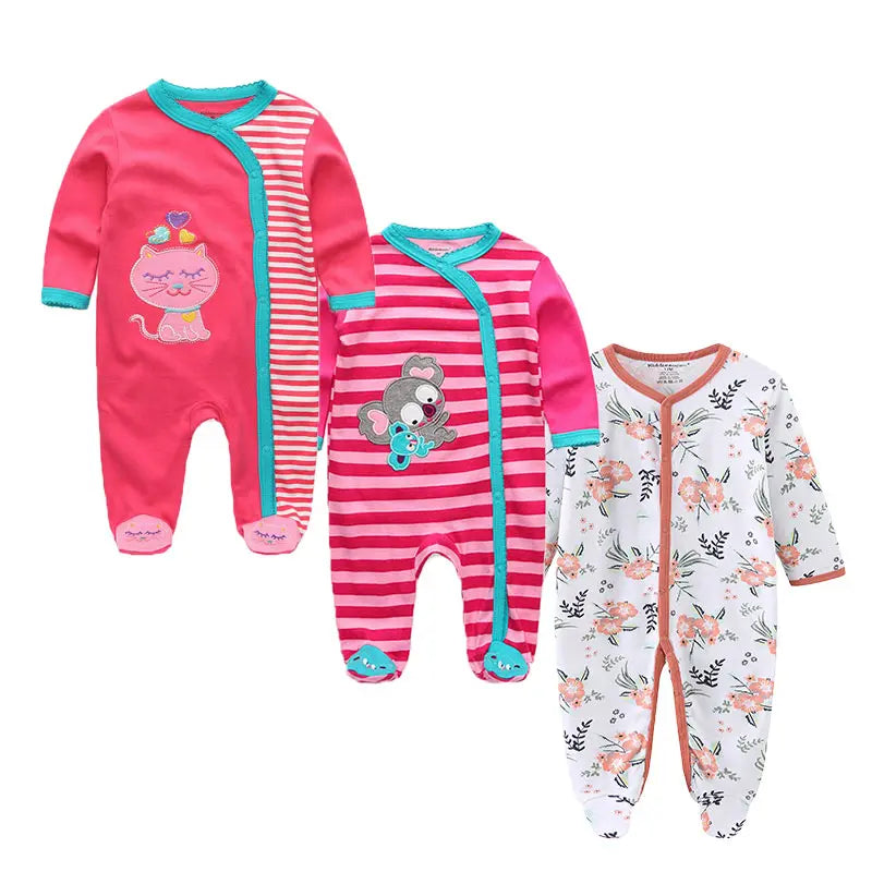 Long Sleeve Overall Printed Baby Zipper Rompers
