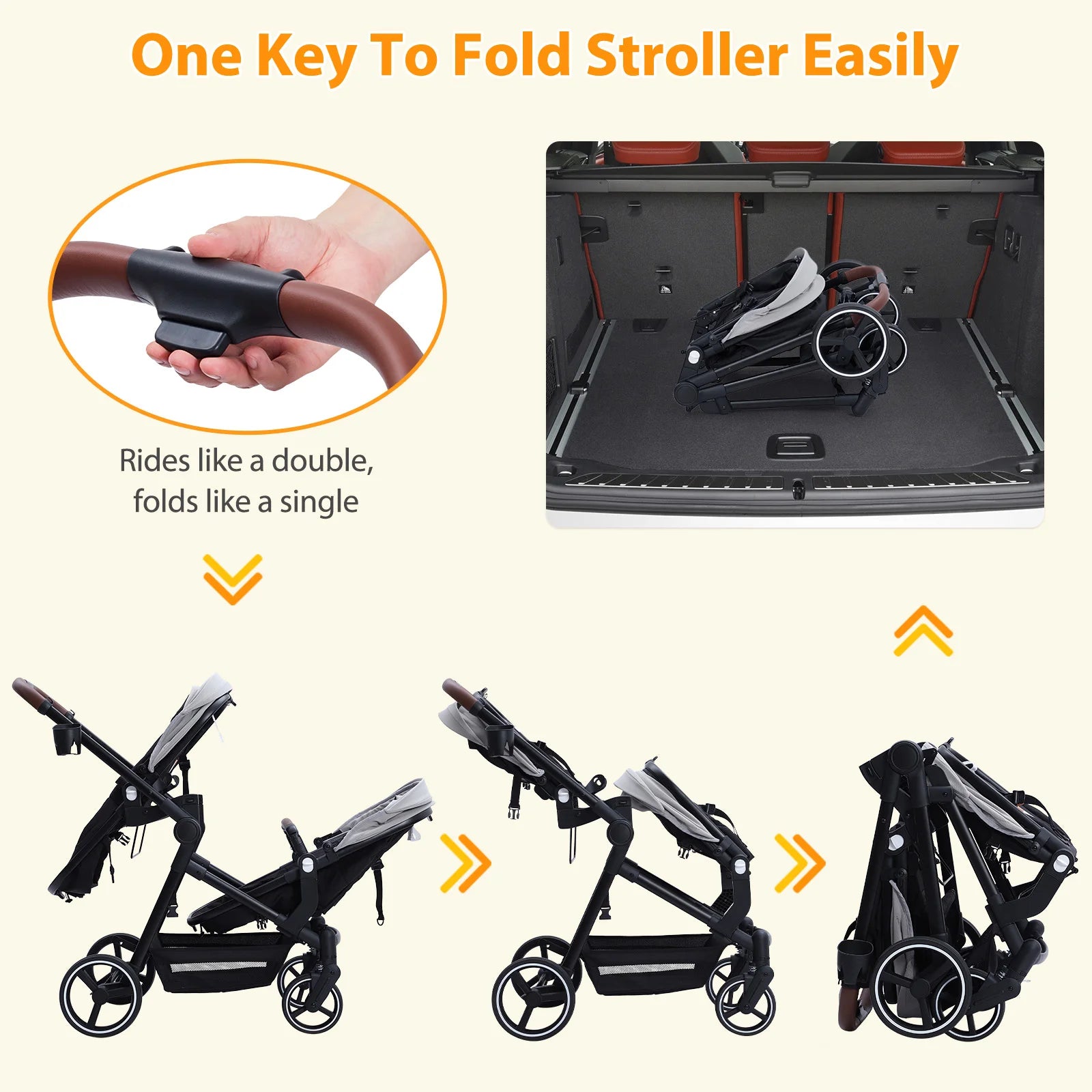 Baby Kids Smart Design Double Foldable Stroller childrensterritory
