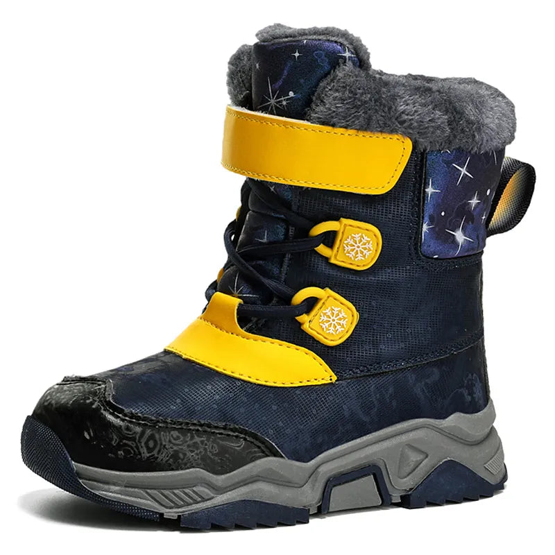 Kids PU Leather Waterproof Snow Boots for Winter Sport childrensterritory