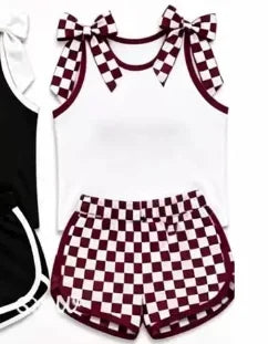 Kids Girls Stylish Bow Detail Sleeveless Top With Shorts