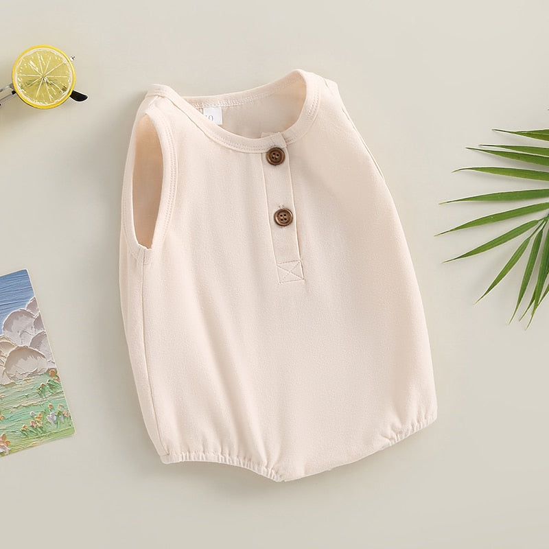 Solid Color Sleeveless Baby Girls Boys Summer Bodysuit childrensterritory